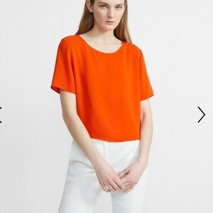 THEORY Silk Easy Woven Tee Shirt in Fire Opal